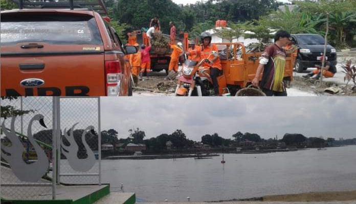Sejumlah pekerja kebersihan dan jajaran Pemkot turun ke Danau Sipin, Jumat (21/06/2019). Wako Fasha juga ikut dalam gotong royong