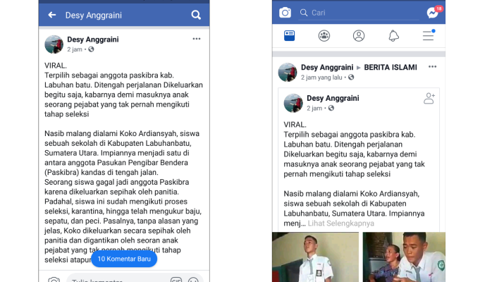 Anak yatim itu dikeluarkan dari anggota Paskibra, kandas di tengah jalan gegara anak pejabat mendadak viral di Media Sosial Facebook.