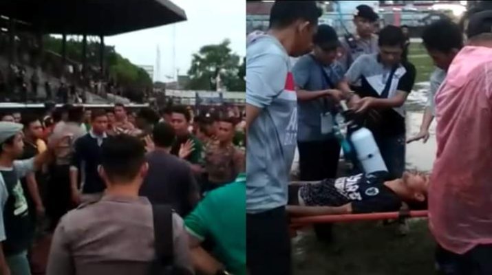 Kota Jambi Vs Batanghari Berujung Ricuh,, 1 Pemain Dilarikan Pakai Tandu