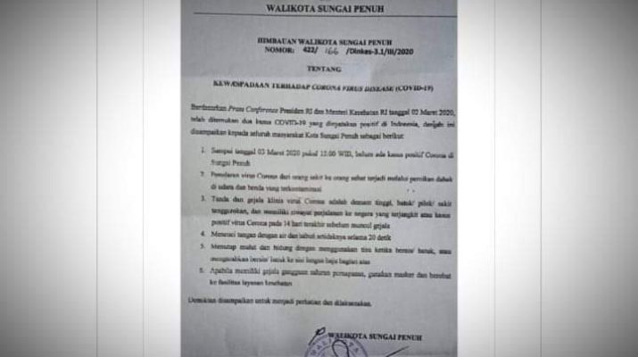 Walikota Imbau Masyarakat Agar Waspada Virus Corona