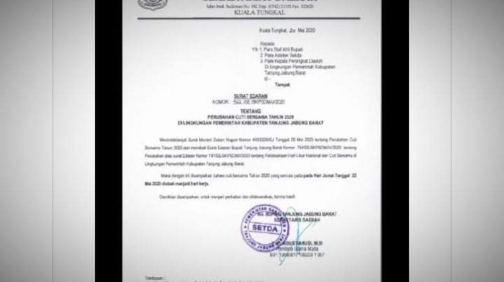 SKB 3 Menteri Berubah, Sekda: ASN Tetap Masuk 22 Mei Nanti
