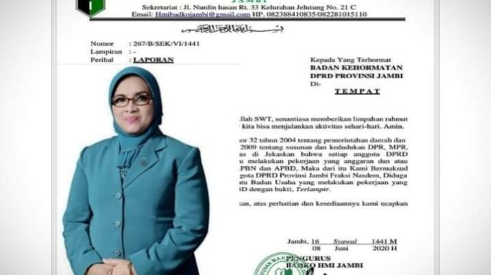 Diduga Jadi Komisaris Salah Satu Badan Usaha di Jambi, Rahima Dilaporkan Badko HMI
