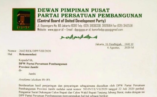 PPP Tanjabbar Resmi Dukung Pasangan Ini di Pilbup