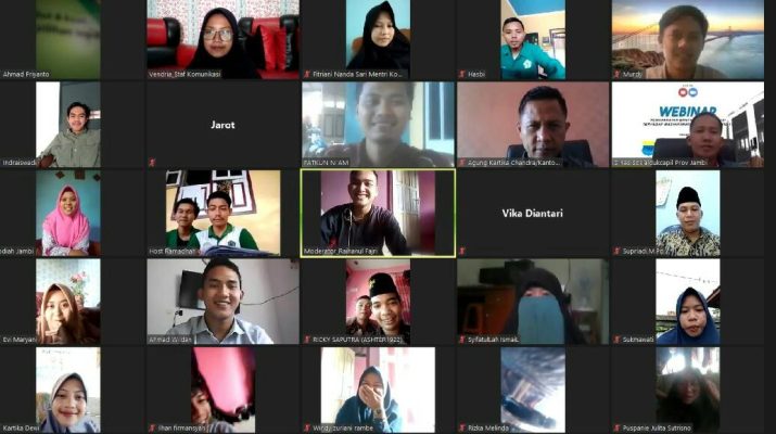 Webbinar BEM Stai Ma’arif Jambi, berkolaborasi dengan Dinas Sosial dan Pencatatan sipil Provinsi Jambi, serta juga Kantor Pos Indonesia Provinsi Jambi gelar diskusi secara online.
