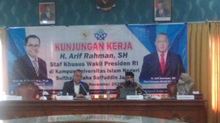 Saat menggelar Kunjungan Kerja (Kunker) nya, ke Kampus Universitas Islam Negeri Sultan Thaha Syaifuddin Jambi, Stafsus Wapres RI minta UIN Jambi Ciptakan alumni berkarakter.