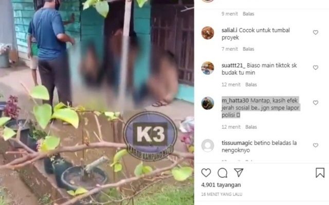 Viral, saat melancarkan aksinya maling bebek di kawasan Simpang Rimbo, 3 pemuda di Jambi ditelanjangi oleh warga hingga semi bugil, Minggu (29/11/2020).