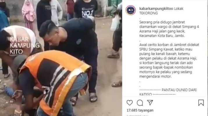 BERITA JAMBI - Seorang pria diamankan warga karena di sekitaran simpang 4 Asrama Haji, di sebuah gang kecil, Kecamatan Baru, Kota Jambi.
