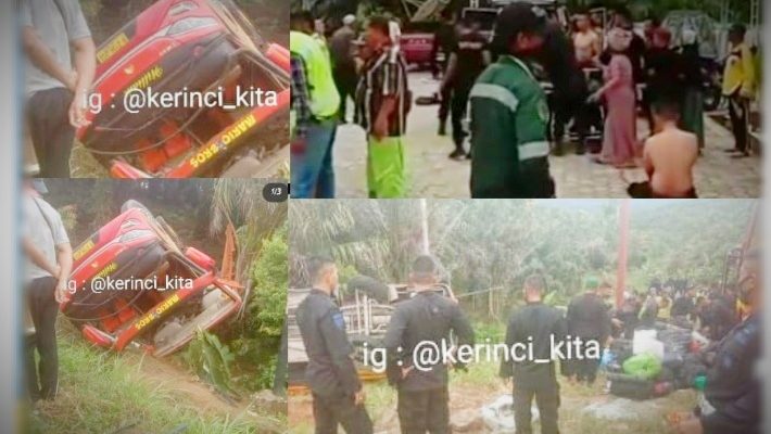 Baru saja terjadi Lakalantas mobil rombongan Sat Brimob Polda Sumsel, Rabu (16/12/2020) di Kabupaten Kerinci. Sekitar puluhan personil alami luka berat hingga ringan.
