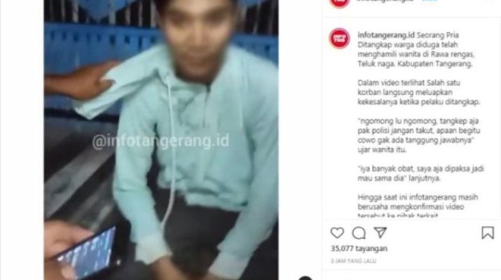 Sebuah video yang memperlihatkan seorang pria yang tengah di interogasi warga. Lantaran pria tersebut diduga telah hamili wanita