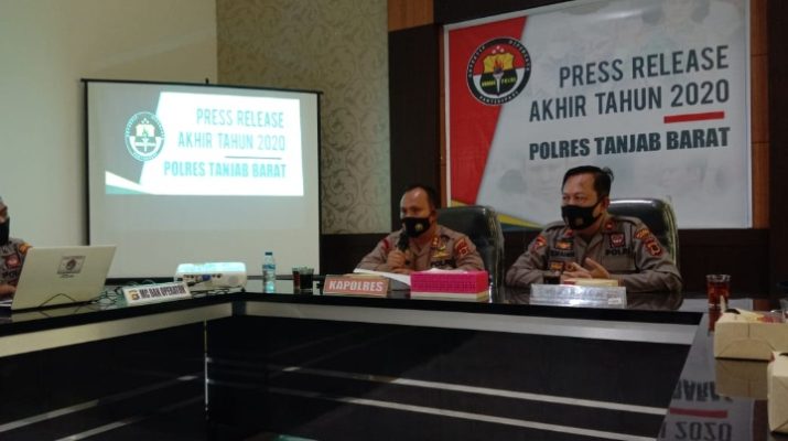 Angka kasus kriminal di Kabupaten Tanjabbar, mengalami penurunan. Hal ini berdasarkan press release yang di paparkan oleh Kapolres Tanjabbar, Rabu (30/12/20).