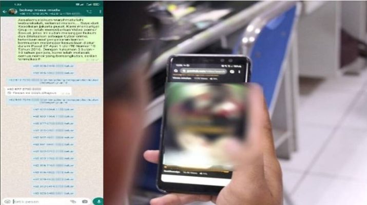 Sebuah foto tangkapan layar. Di ketahui, Whatsapp group ini merupakan khusus untuk berbagi video porno atau Bokep di ciduk polisiki.