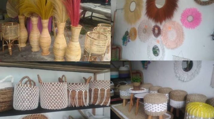 Melihat emak-emak yang hobi mendekor rumah, Pitapandecor menghadirkan kerajinan tangan dari serat alam di Kota Jambi, Sabtu (30/01/2021).