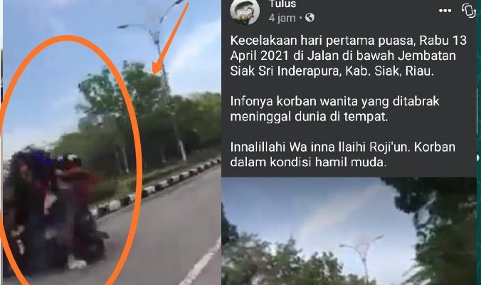 Telah terjadi kecelakaan lalu lintas, pada hari kedua puasa Ramadhan, Rabu (13/04/2021) di mana sebuah pengendara yang tengah melakukan aksi Freestyle, tabrak seorang wanita yang di kabarkan lagi hamil muda.