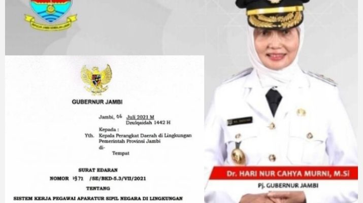 Guna memutus mata rantai Covid-19, Pj Gubernur Jambi keluarkan Surat Edaran soal PPKM Mikro jam kerja ASN di Pemprov Jambi, Selasa (06/07/2021).