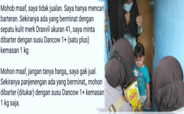 Baru-baru ini public kembali di buat heboh, di mana seorang ayah tawarkan sepatu bekas miliknya dengan sekotak susu untuk sang anak. Hal ini di lakukan karena ia tak punya uang, untuk membelinya di toko.