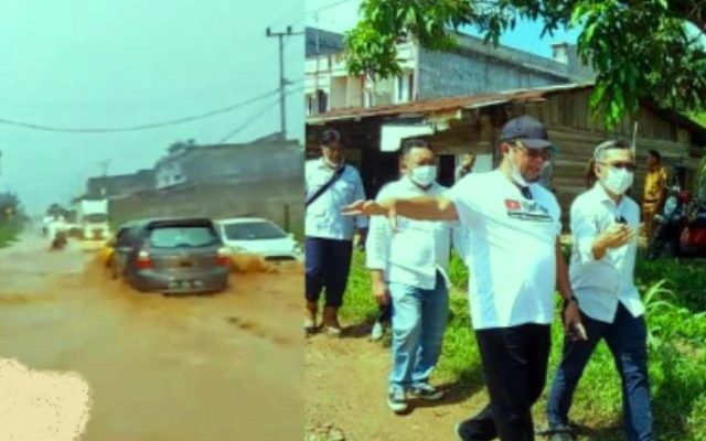 Jalan Lintas Sumatera, tepatnya kilometer (KM) 14 Pondok Meja Muaro Jambi, menjadi sorotan Anggota DPRD Provinsi Jambi, pasca diterjang banjir pada Minggu, (31/11/2021).