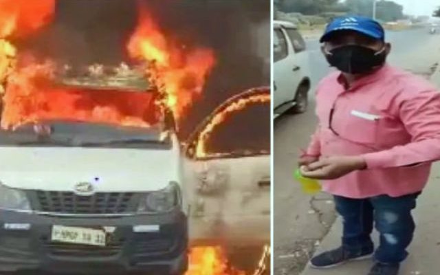 Entah apa yang merasuki pria ini, hanya karena cicilan nya belum lunas, Ia malah bakar mobilnya sendiri. Hal ini pun sontak gegerkan warga setempat.