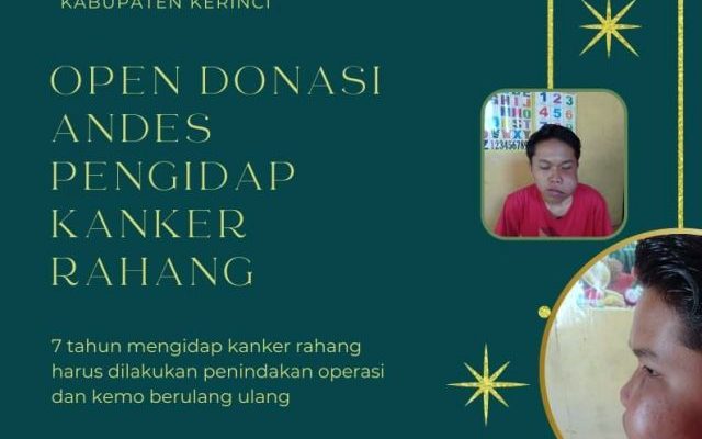 Mengenakan sarung dan kaos merah, seorang remaja penderita kanker di Kerinci, terbaring lesu tanpa beralaskan bantal.