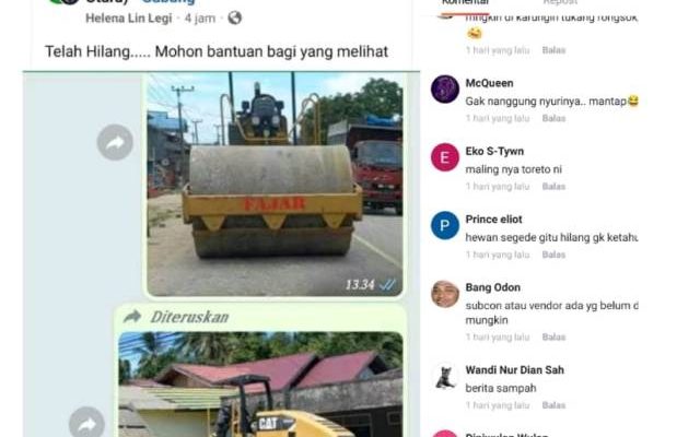 Aneh bin ajaib, 1 unit alat berat, Vibro/Compage CAT bisa hilang menjadi viral di media sosial. Warganet pun jadi terheran-heran