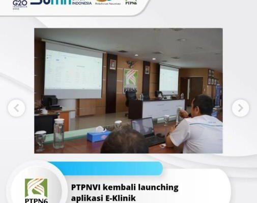 PTPN VI launching aplikasi E-klinik berbasis online, Senin (30/05/2022). Melalui E-klinik, karyawan dimudahkan konsultasi soal kesehatan.