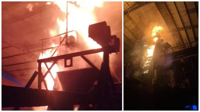 Kebakaran melanda pabrik PT Graha, Kamis (10/11/2022) malam. 2 unit Pemadam Kebakaran memadamkan api kebakaran pabrik sawit di Merangin itu