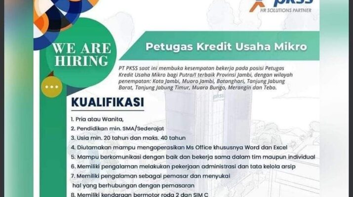 Lowongan Kerja di PT Prima Karya Sarana Sejahtera (PT PKSS) (BRI Group) buka besar-besaran di Jambi di bulan November 2022
