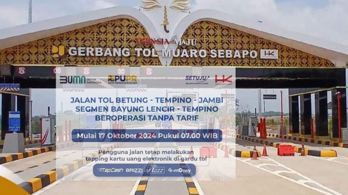 Baru diresmikan Jokowi, Jalan Tol Betung Tempino tanpa tarif berlaku mulai hari ini, Kamis (17/10/2024). Keluhan di Call Centre Tol di 0821-8888-771