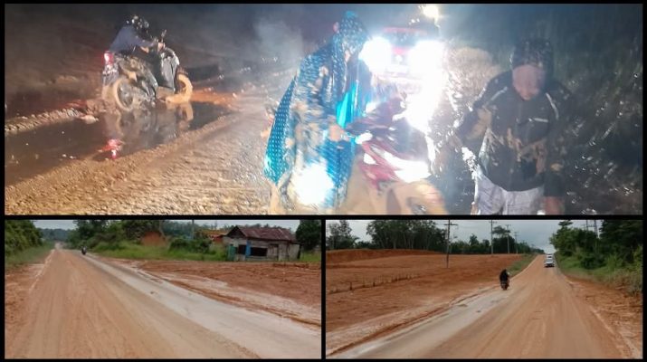 Hujan deras melanda, Lintas Sumatera digenangi tanah, Minggu (2/3/2025) tepatnya di Dusun Mudo, Desa Langling Merangin. Pembukaan lahan tutup drainase
