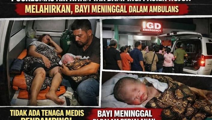 Bayi meninggal saat proses rujukan medis dari Puskesmas Kecamatan Air Hitam menuju rumah sakit di Kabupaten Sarolangun, Selasa (10/2/2026) dini hari.