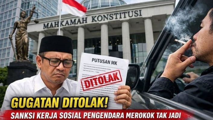 Mahkamah Konstitusi (MK) solak gugatan UU LLAJ, bikin perokok bernafas lega. Pasalnya, ancaman sanksi kerja sosial pengendara merokok kandas.