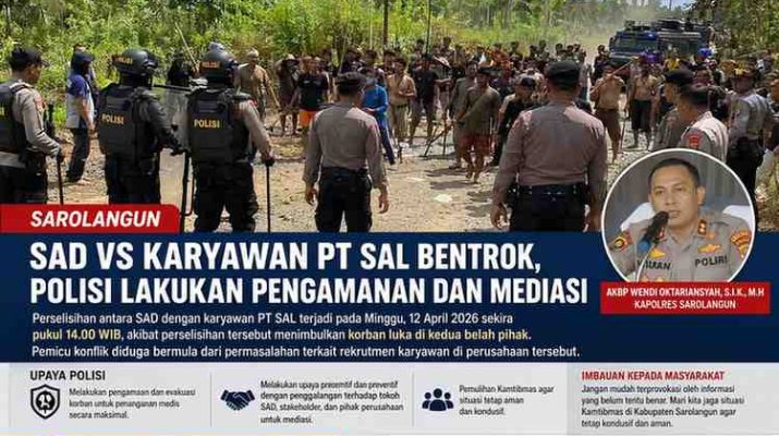 JAMBI - Kapolres Sarolangun, AKBP Wendi Oktariansyah, S.I.K., M.H, membenarkan adanya peristiwa bentrok SAD Vs Karyawan PT SAL