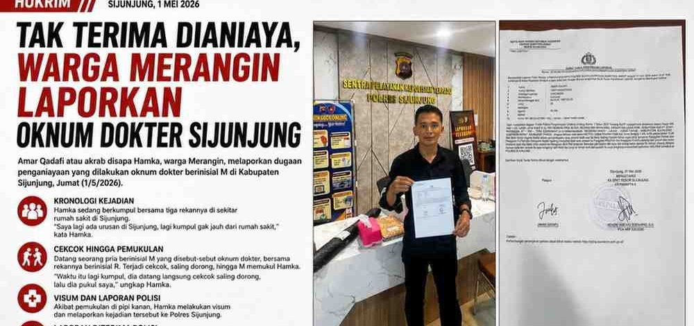 Warga Merangin, Jambi, melaporkan dugaan tindak penganiayaan yang dialaminya saat berada di Kabupaten Sijunjung, Sumatera Barat, pada Jumat (1/5/2026).