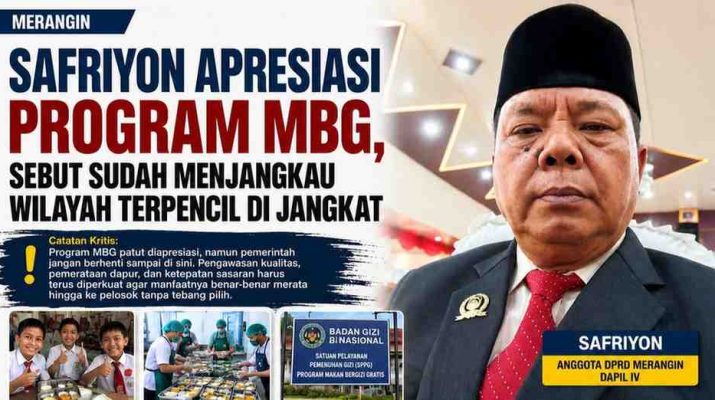 Anggota DPRD Merangin dari Fraksi Gerindra Daerah Pemilihan (Dapil) IV, Safriyon, mengapresiasi pelaksanaan Program Makan Bergizi Gratis (MBG)