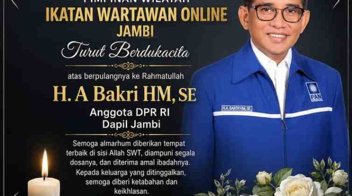 Anggota Komisi V DPR RI Fraksi PAN H. Bakri bin HM Musa meninggal dunia. PW IWO Provinsi Jambi menyampaikan belasungkawa dan mengenang dedikasi almarhum bagi pembangunan Jambi.