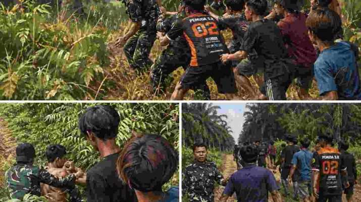 Ilustrasi bentrokan warga SAD dan personel TNI di area perkebunan PT SAL terkait persoalan TBS