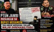 PTUN Jambi mengabulkan gugatan Saliman dan membatalkan SK Bupati Merangin tentang pemberhentian Kades Sungai Kapas