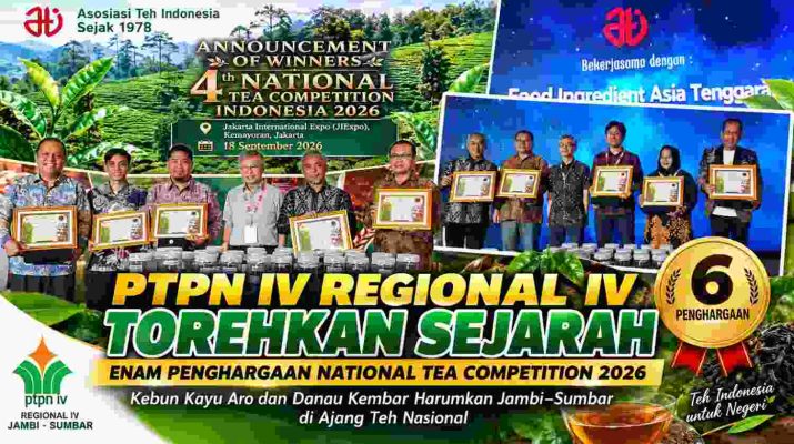 PTPN IV Regional IV Jambi-Sumbar meraih enam penghargaan National Tea Competition 2026
