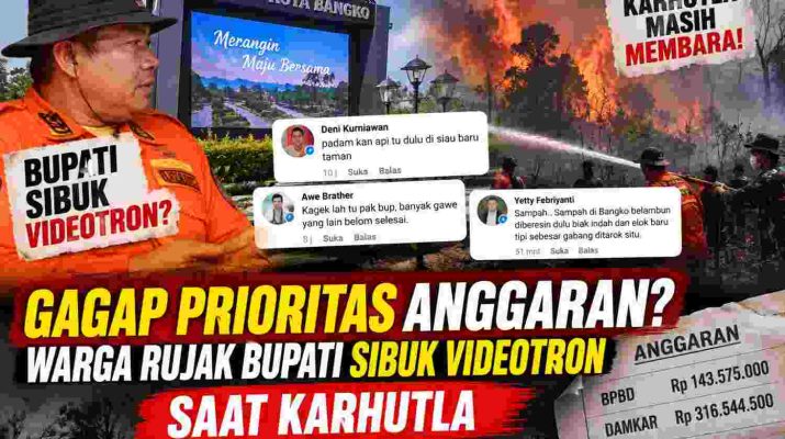 Bupati Merangin M Syukur bersama tim saat kunjungan ke Muara Siau di tengah penanganan karhutla
